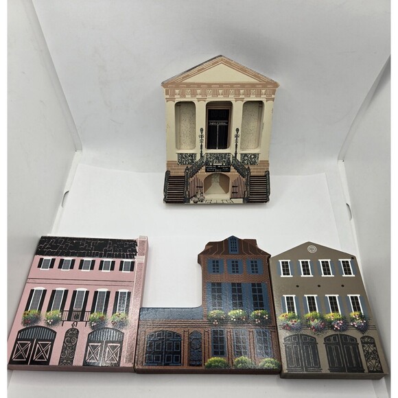 VTG 1990' & 92' Shelia’s Collectibles Rainbow Row  Charleston SC 4 Pieces Signed - Picture 1 of 12